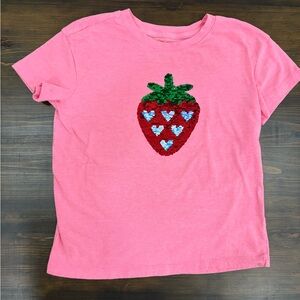 Pink Sequins Strawberry Graphic Tee